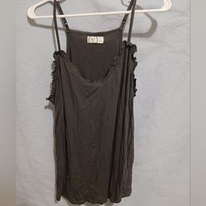 Dark gray ruffle neck tank